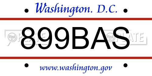 899BAS District Of Columbia License Plate