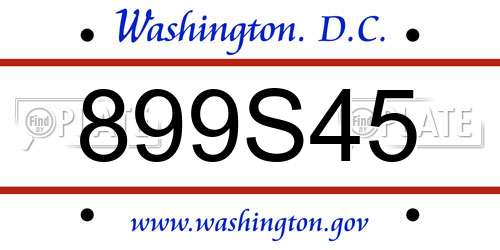 899S45 District Of Columbia License Plate