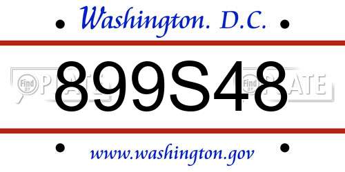 899S48 District Of Columbia License Plate