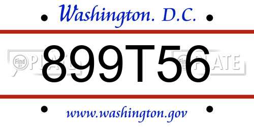 899T56 District Of Columbia License Plate