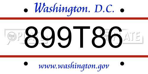 899T86 District Of Columbia License Plate