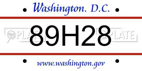89H28 District Of Columbia License Plate