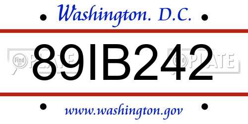 89IB242 District Of Columbia License Plate