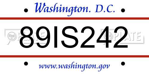 89IS242 District Of Columbia License Plate