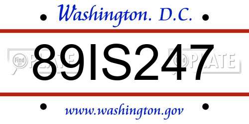 89IS247 District Of Columbia License Plate