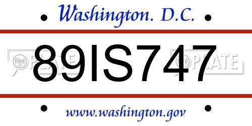 89IS747 District Of Columbia License Plate