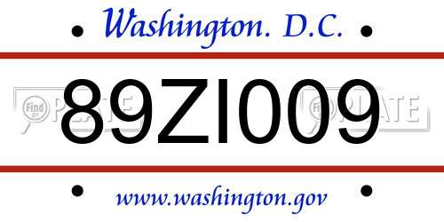 89ZI009 District Of Columbia License Plate