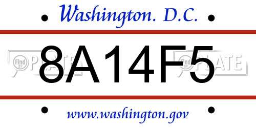 8A14F5 District Of Columbia License Plate