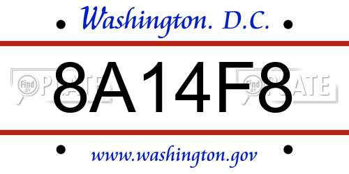 8A14F8 District Of Columbia License Plate