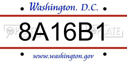 8A16B1 District Of Columbia License Plate