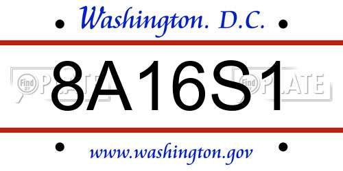 8A16S1 District Of Columbia License Plate