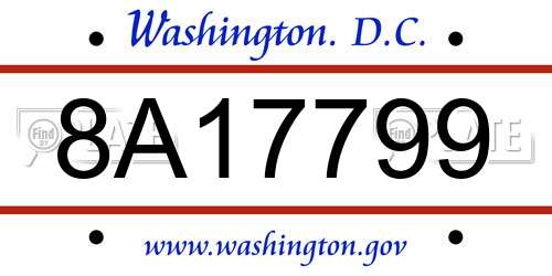 8A17799 District Of Columbia License Plate