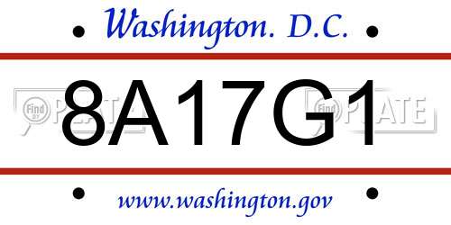 8A17G1 District Of Columbia License Plate