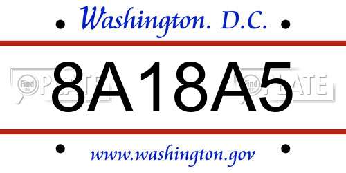 8A18A5 District Of Columbia License Plate