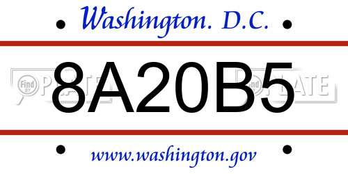 8A20B5 District Of Columbia License Plate