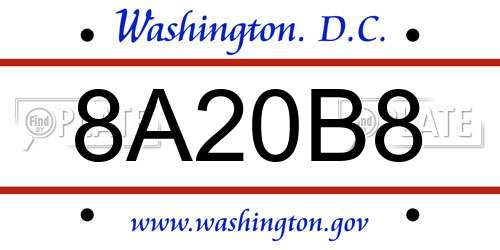 8A20B8 District Of Columbia License Plate