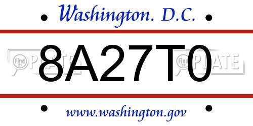 8A27T0 District Of Columbia License Plate
