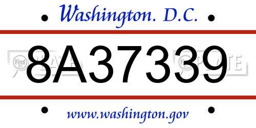8A37339 District Of Columbia License Plate