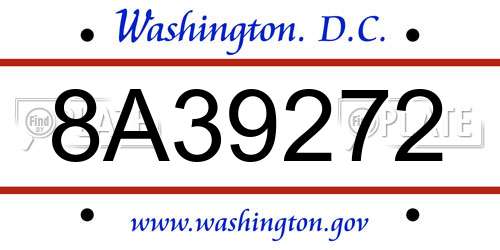 8A39272 District Of Columbia License Plate