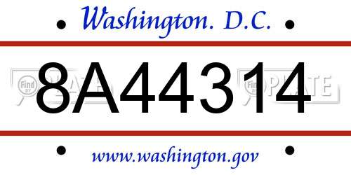 8A44314 District Of Columbia License Plate