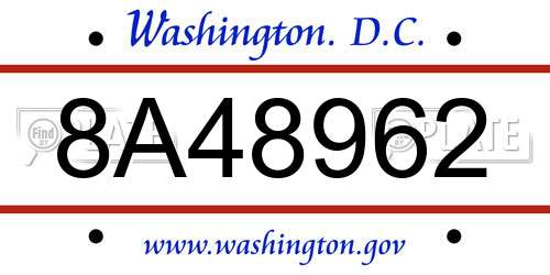 8A48962 District Of Columbia License Plate