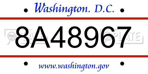 8A48967 District Of Columbia License Plate
