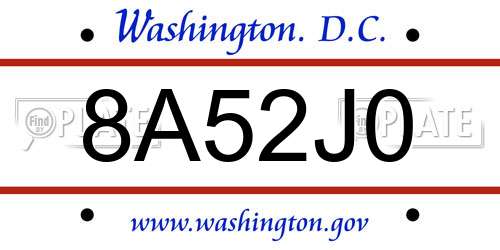 8A52J0 District Of Columbia License Plate