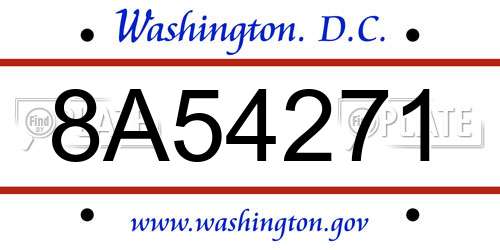 8A54271 District Of Columbia License Plate