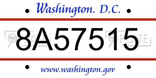 8A57515 District Of Columbia License Plate