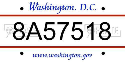 8A57518 District Of Columbia License Plate