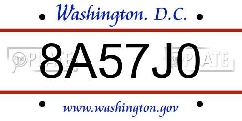 8A57J0 District Of Columbia License Plate