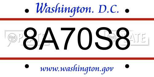 8A70S8 District Of Columbia License Plate