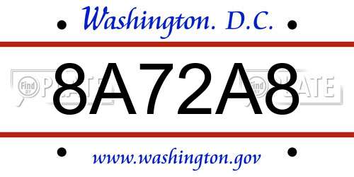 8A72A8 District Of Columbia License Plate