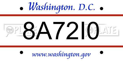 8A72I0 District Of Columbia License Plate