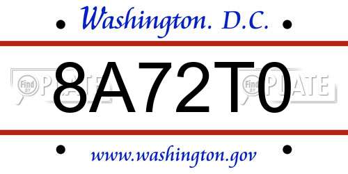 8A72T0 District Of Columbia License Plate