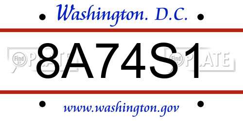 8A74S1 District Of Columbia License Plate