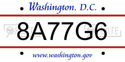 8A77G6 District Of Columbia License Plate