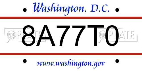 8A77T0 District Of Columbia License Plate