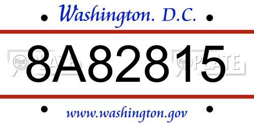 8A82815 District Of Columbia License Plate