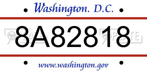 8A82818 District Of Columbia License Plate