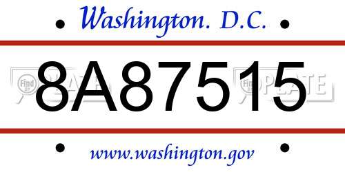8A87515 District Of Columbia License Plate