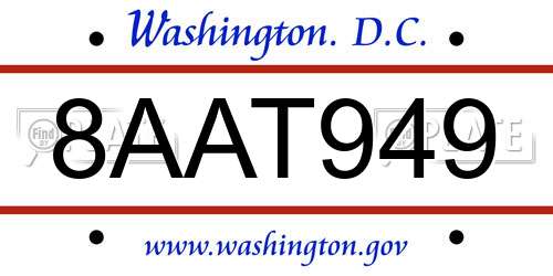 8AAT949 District Of Columbia License Plate