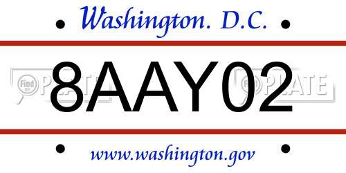 8AAY02 District Of Columbia License Plate