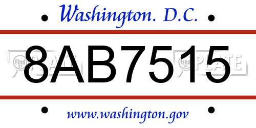 8AB7515 District Of Columbia License Plate