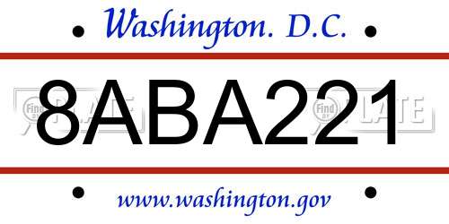 8ABA221 District Of Columbia License Plate