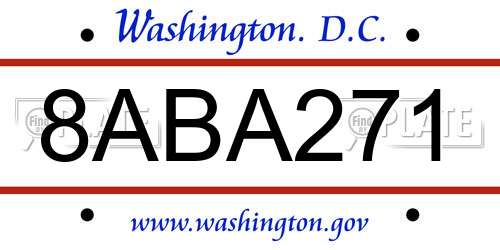 8ABA271 District Of Columbia License Plate