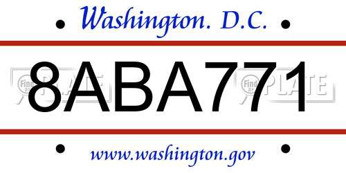 8ABA771 District Of Columbia License Plate