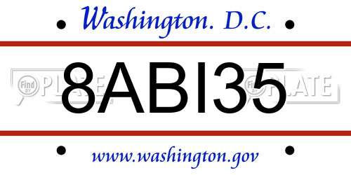 8ABI35 District Of Columbia License Plate