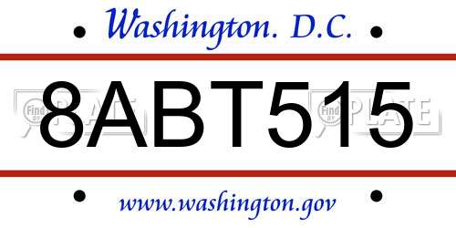 8ABT515 District Of Columbia License Plate