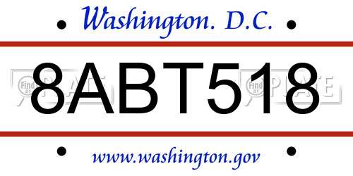 8ABT518 District Of Columbia License Plate
